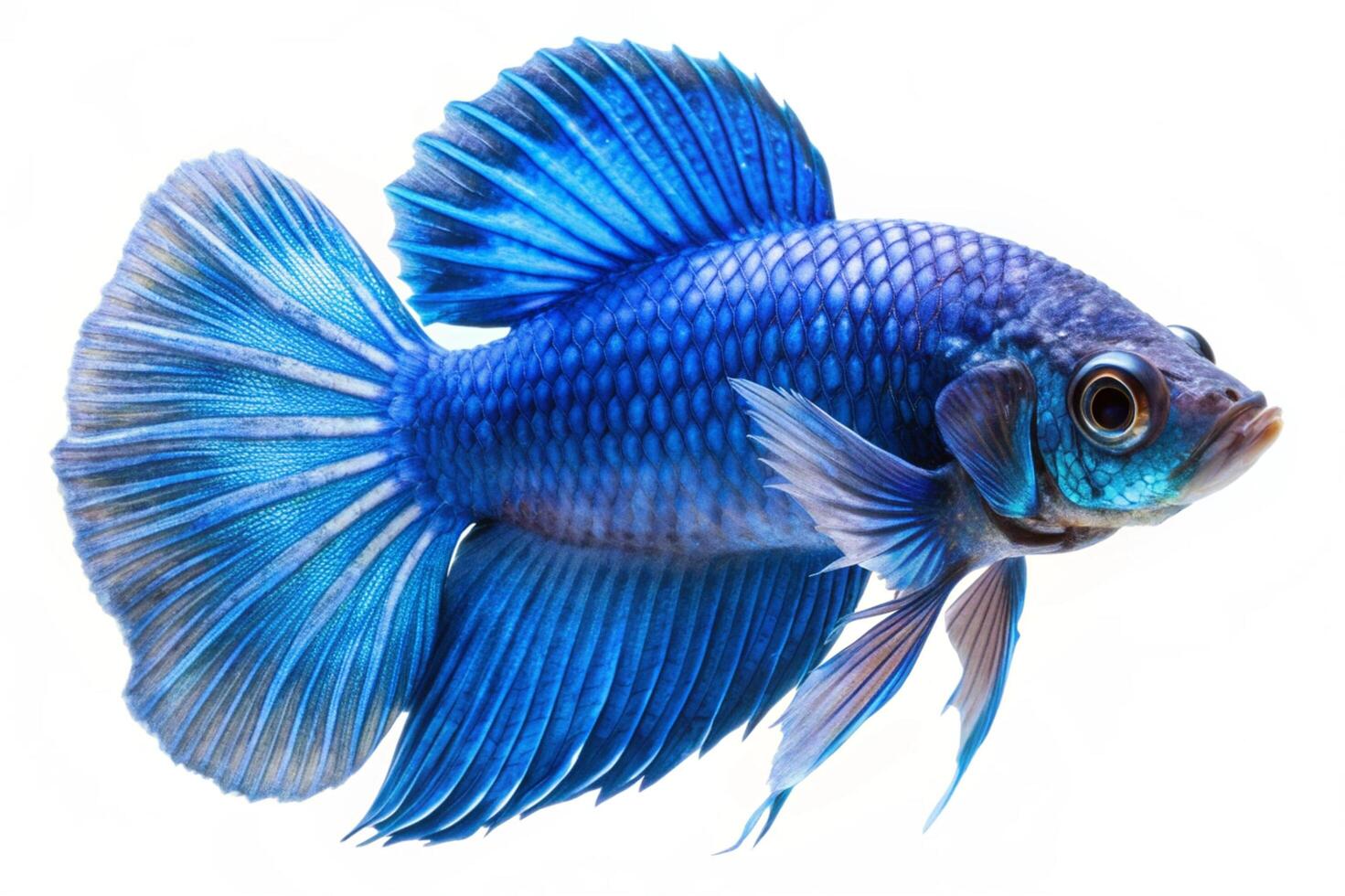 Blue ornamental fish isolated on white background photo