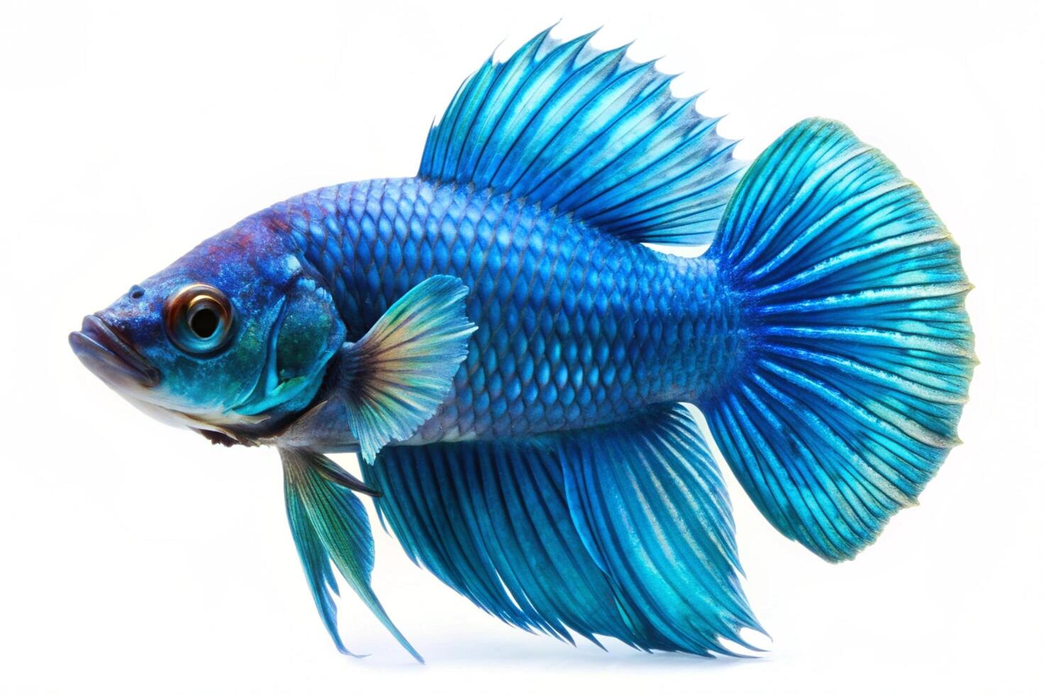 Blue ornamental fish isolated on white background photo