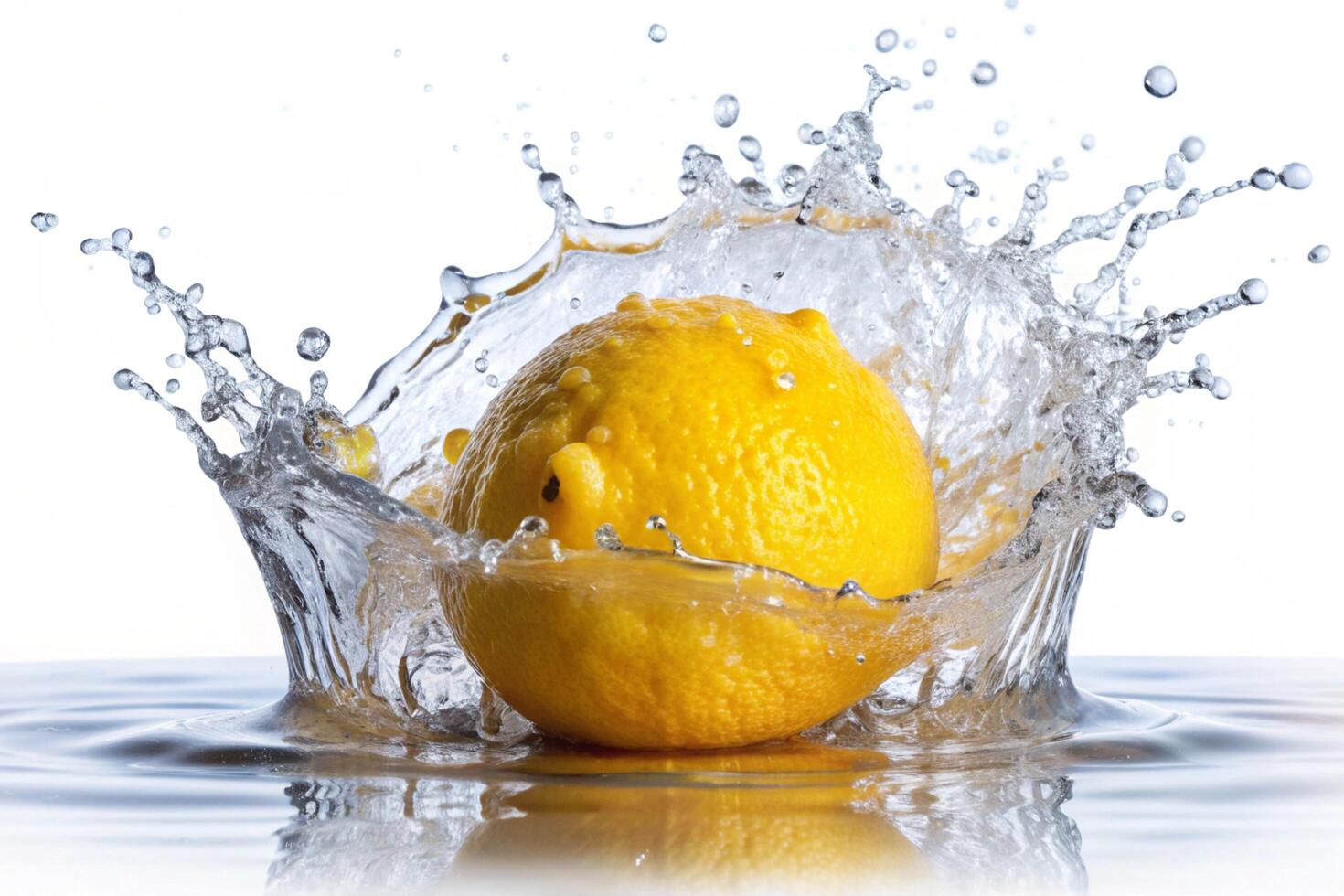 Lemon splashes on white background photo