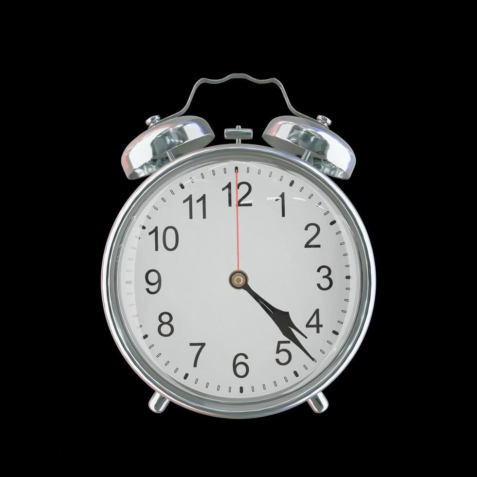 4h 23m PM or AM Vintage Steel Alarm Clock photo
