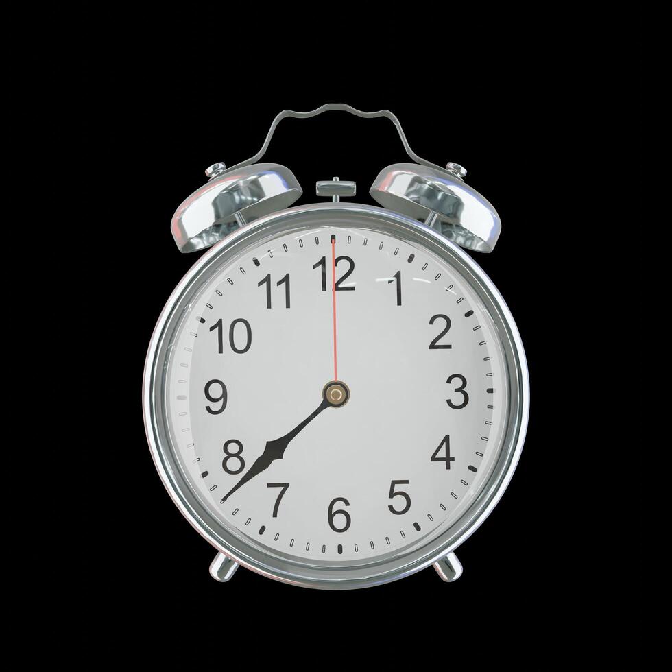 7h 38m PM or AM Vintage Steel Alarm Clock photo