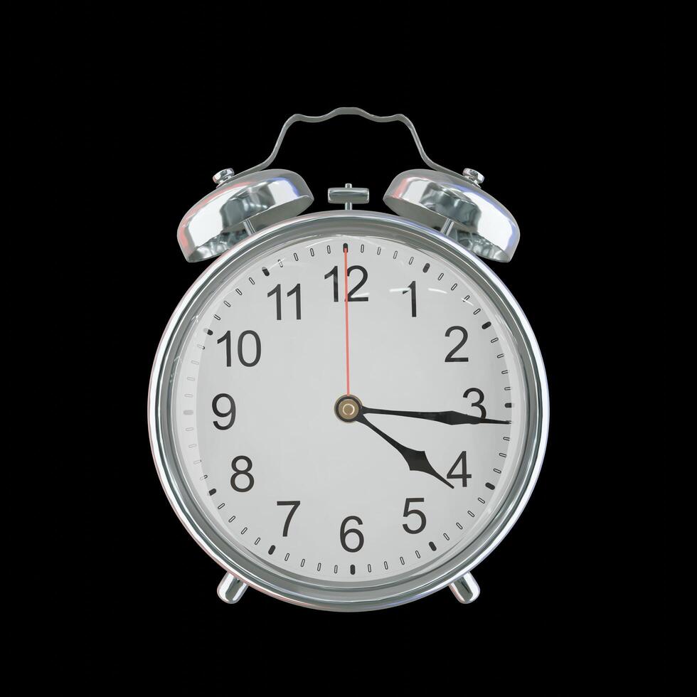 4h 16m PM or AM Vintage Steel Alarm Clock photo