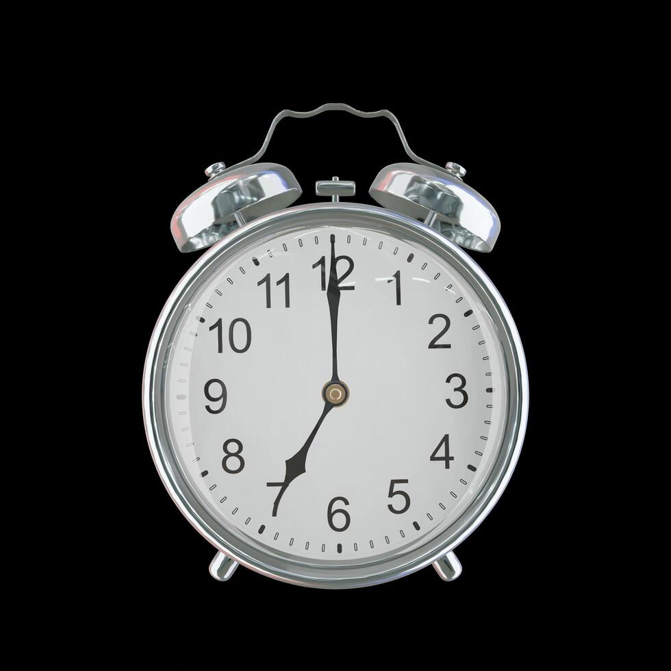 7h 00m PM or AM Vintage Steel Alarm Clock photo
