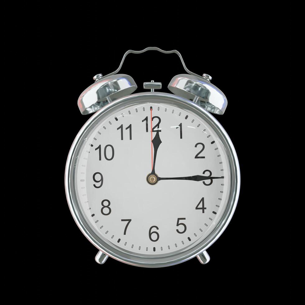 12h 15m AM or PM Vintage Steel Alarm Clock photo