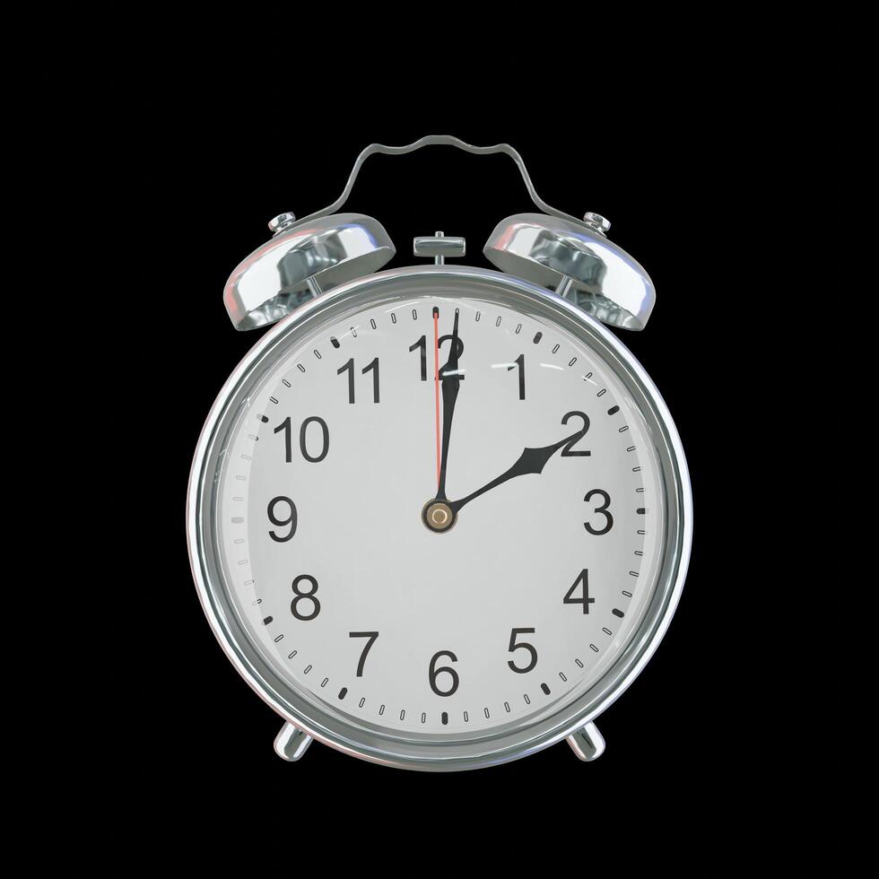 2h 01m PM or AM Vintage Steel Alarm Clock photo