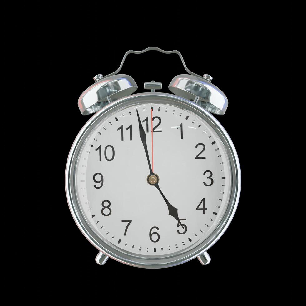4h 58m PM or AM Vintage Steel Alarm Clock photo