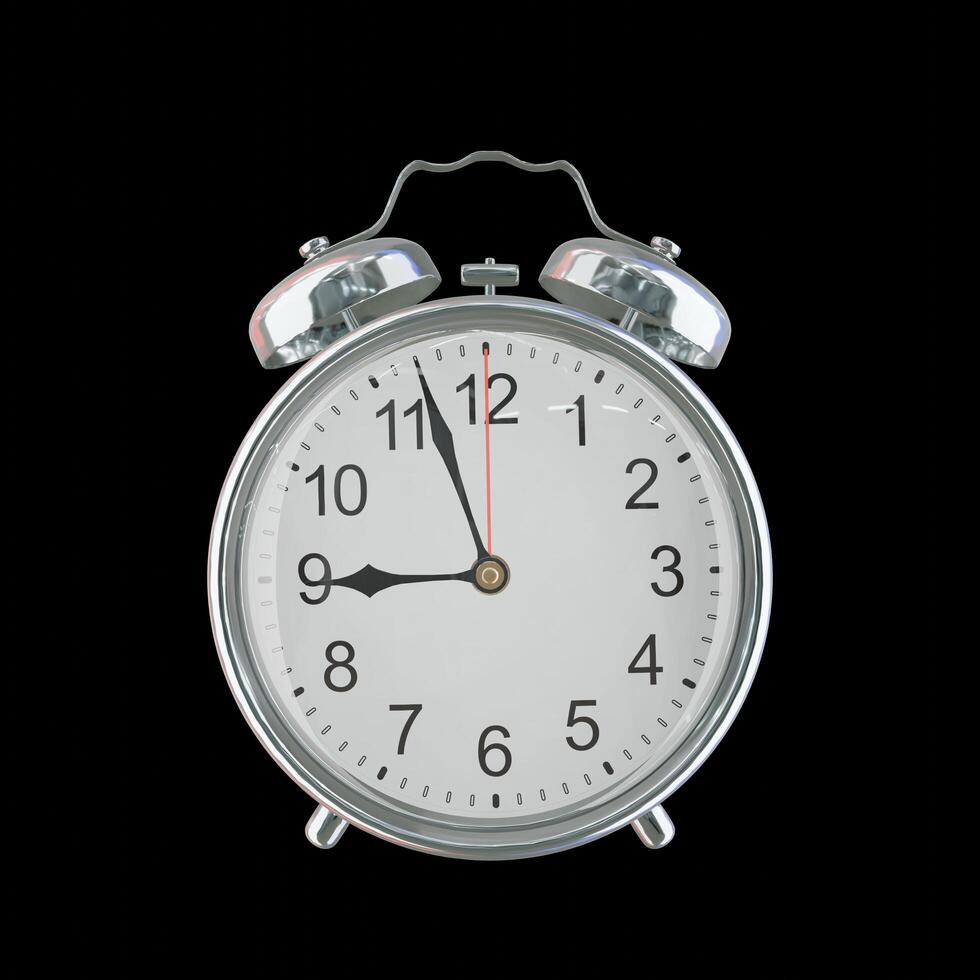 8h 57m PM or AM Vintage Steel Alarm Clock photo