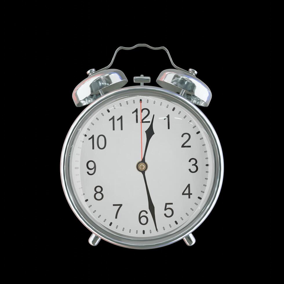 12h 28m AM or PM Vintage Steel Alarm Clock photo