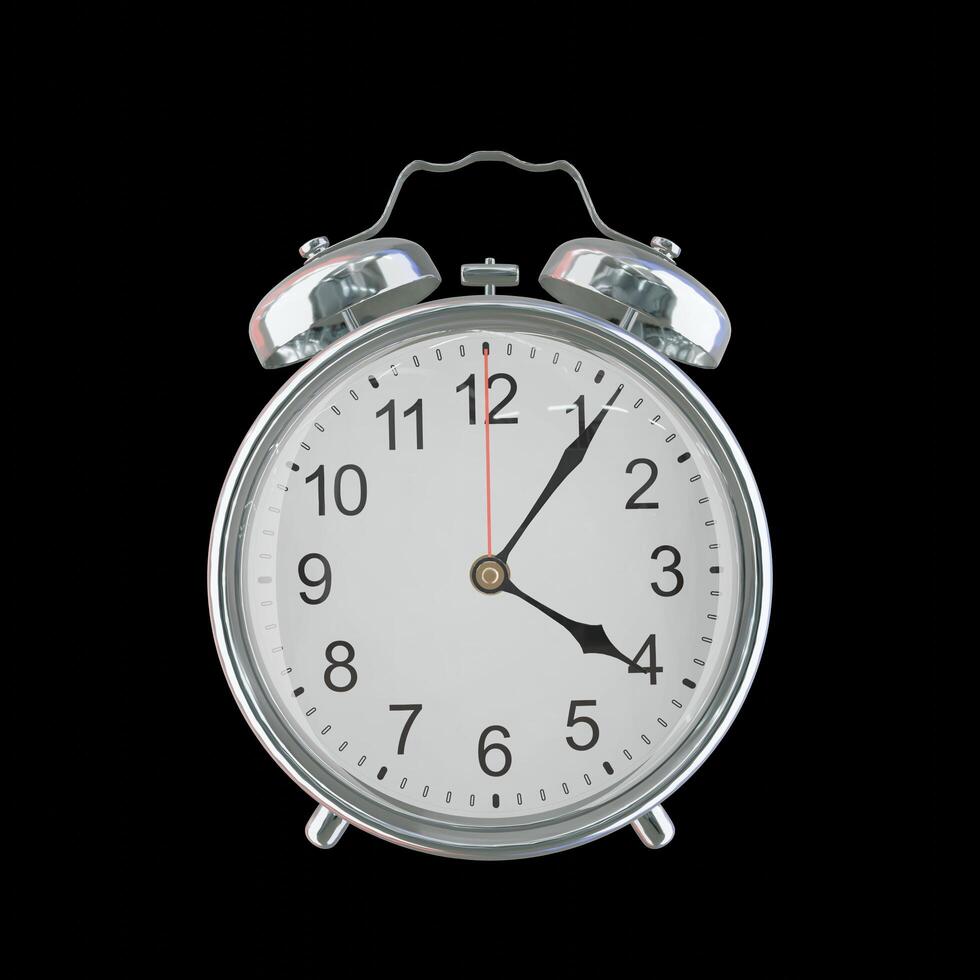 4h 06m PM or AM Vintage Steel Alarm Clock photo