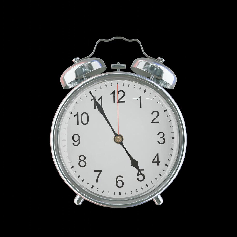 4h 55m PM or AM Vintage Steel Alarm Clock photo