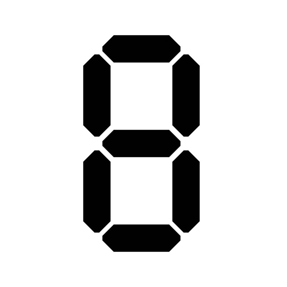 digital 7-Segment number Showing 8 in Black color with White Background photo