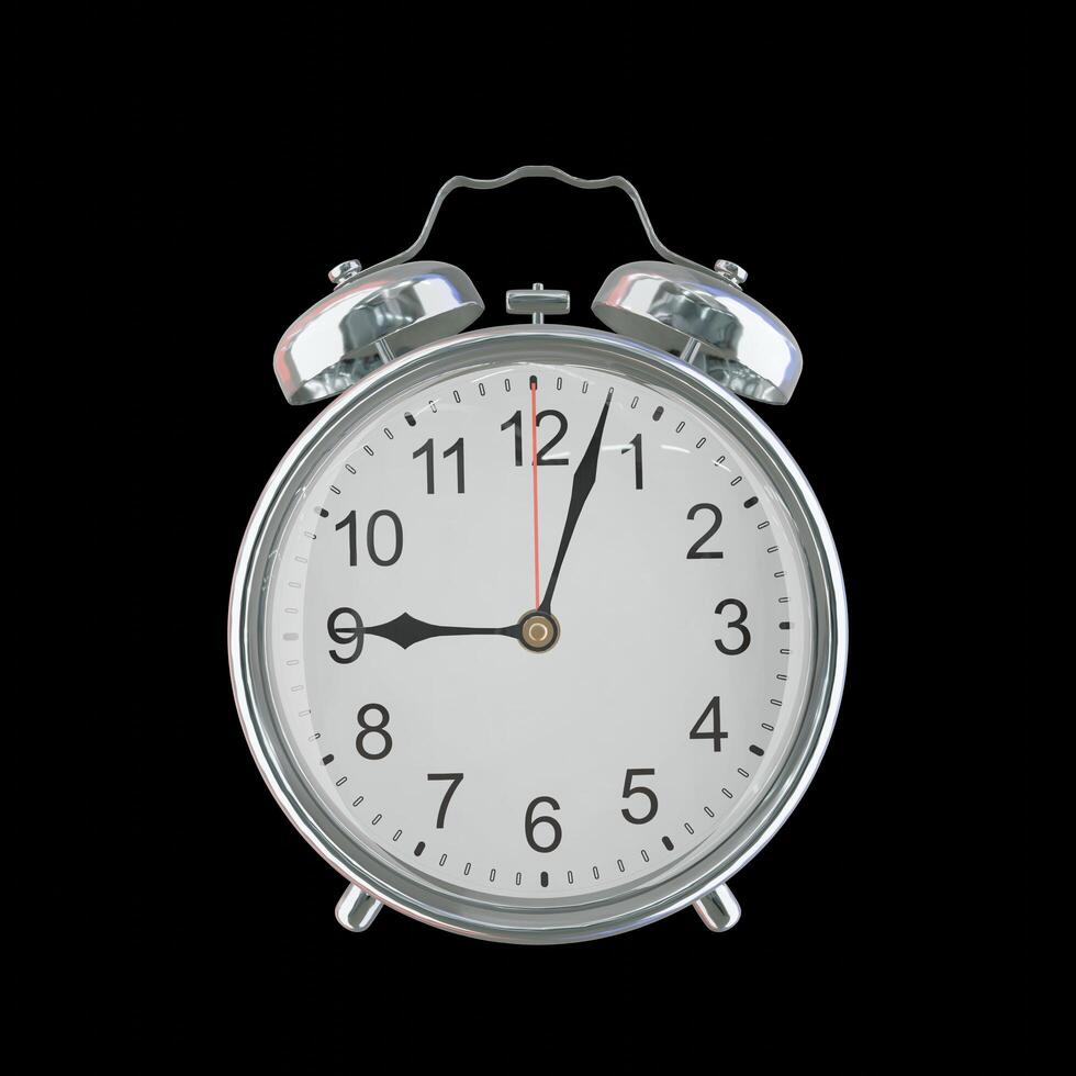 9h 03m PM or AM Vintage Steel Alarm Clock photo