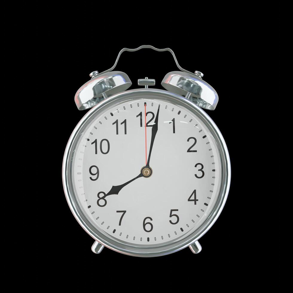 8h 02m PM or AM Vintage Steel Alarm Clock photo