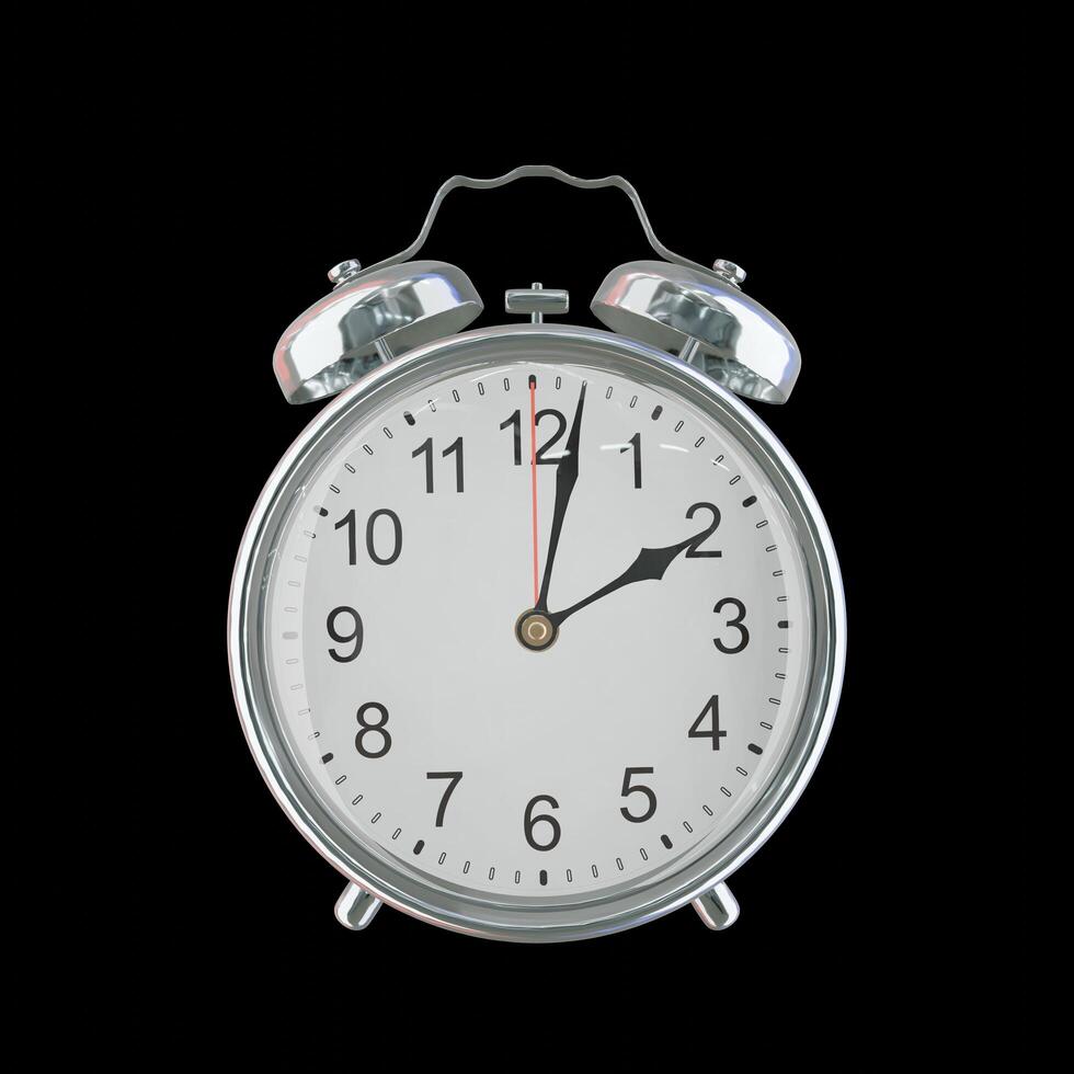 2h 02m PM or AM Vintage Steel Alarm Clock photo