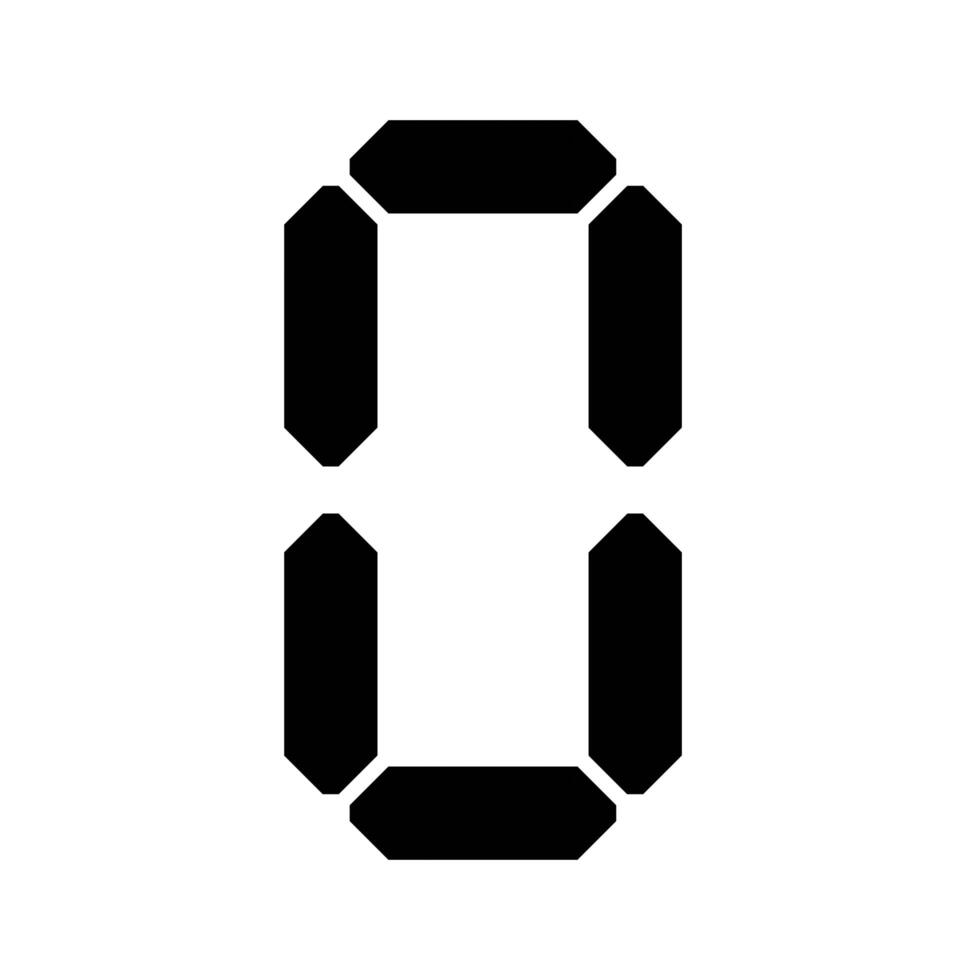 digital 7-Segment number Showing 0 in Black color with White Background photo