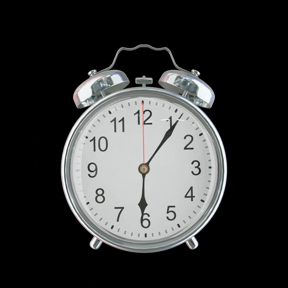 6h 06m PM or AM Vintage Steel Alarm Clock photo