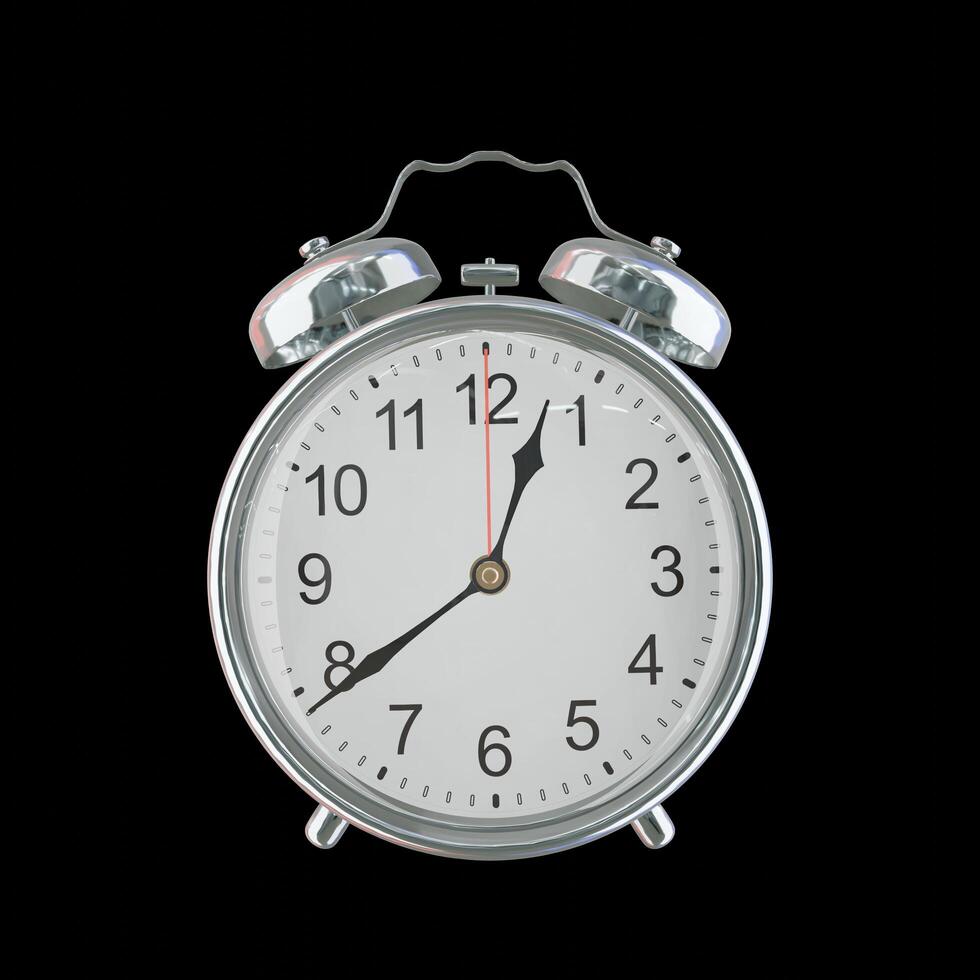 12h 39m AM or PM Vintage Steel Alarm Clock photo