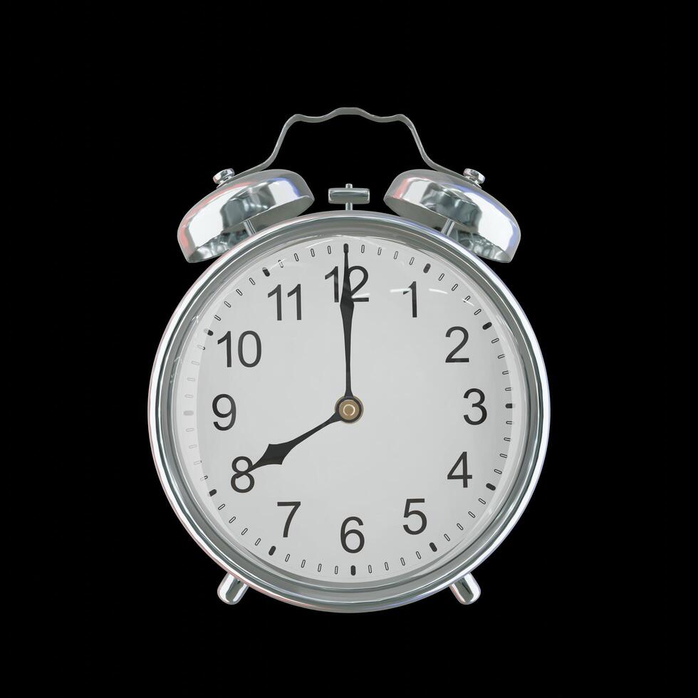 8h 00m PM or AM Vintage Steel Alarm Clock photo