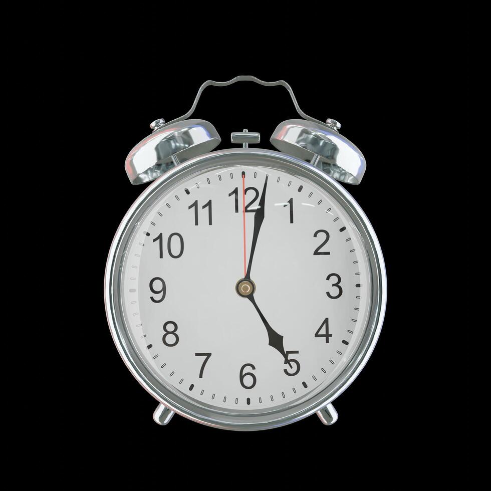 5h 02m PM or AM Vintage Steel Alarm Clock photo