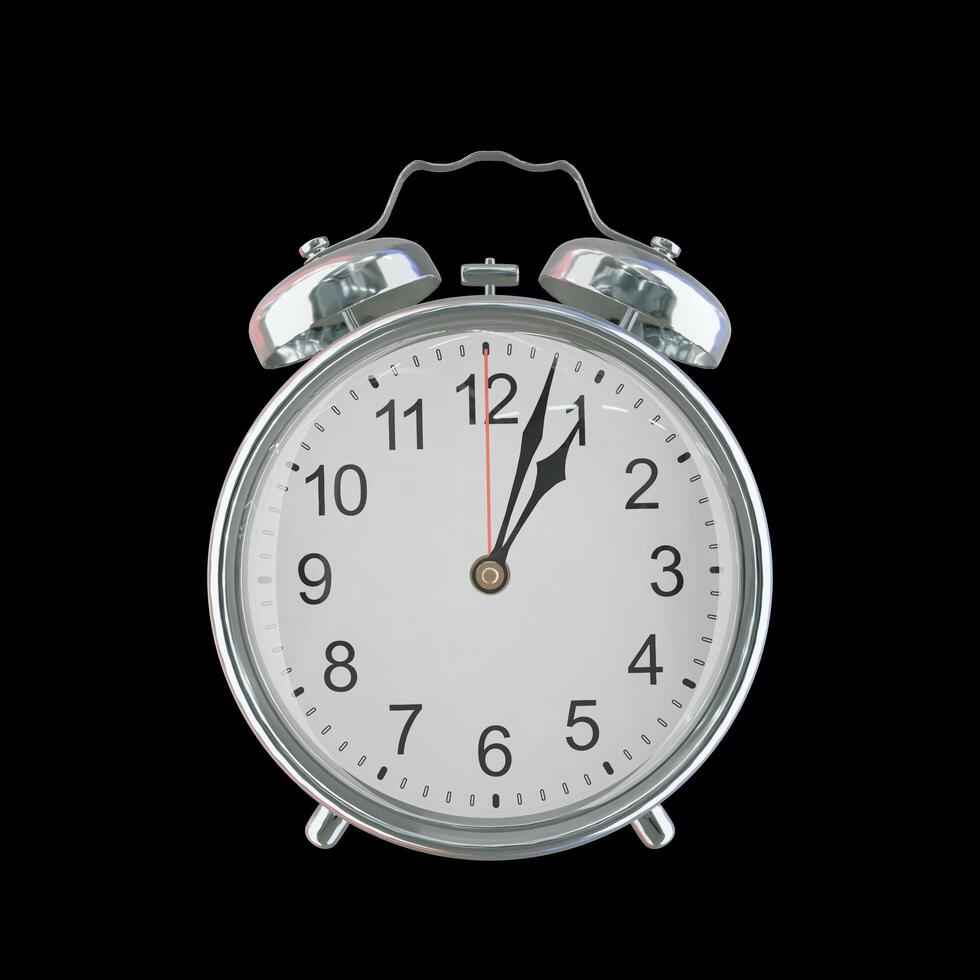 01h 03m AM or PM Vintage Steel Alarm Clock photo