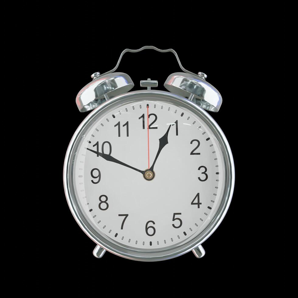 12h 49m AM or PM Vintage Steel Alarm Clock photo