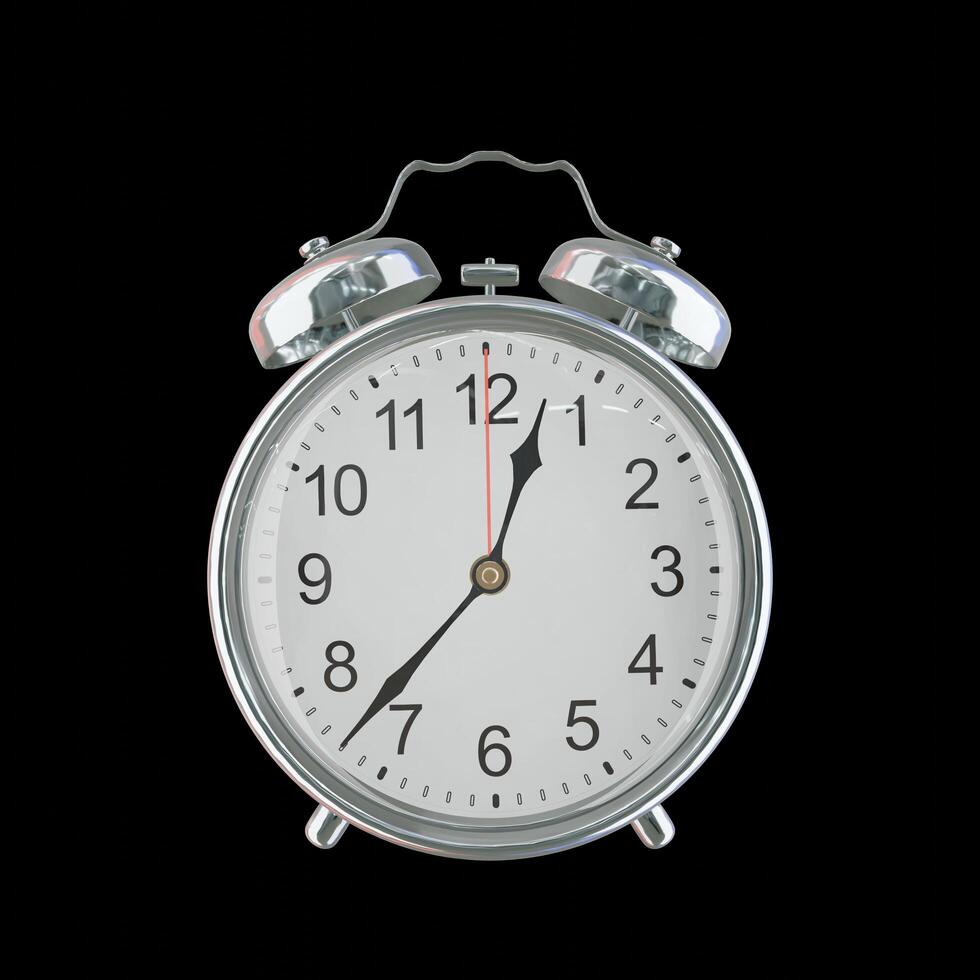 12h 37m AM or PM Vintage Steel Alarm Clock photo