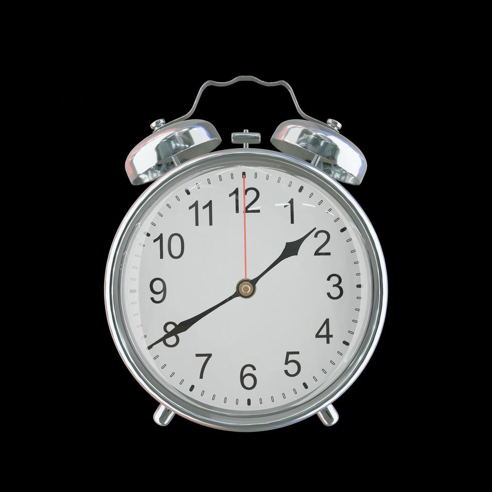 01h 40m AM or PM Vintage Steel Alarm Clock photo