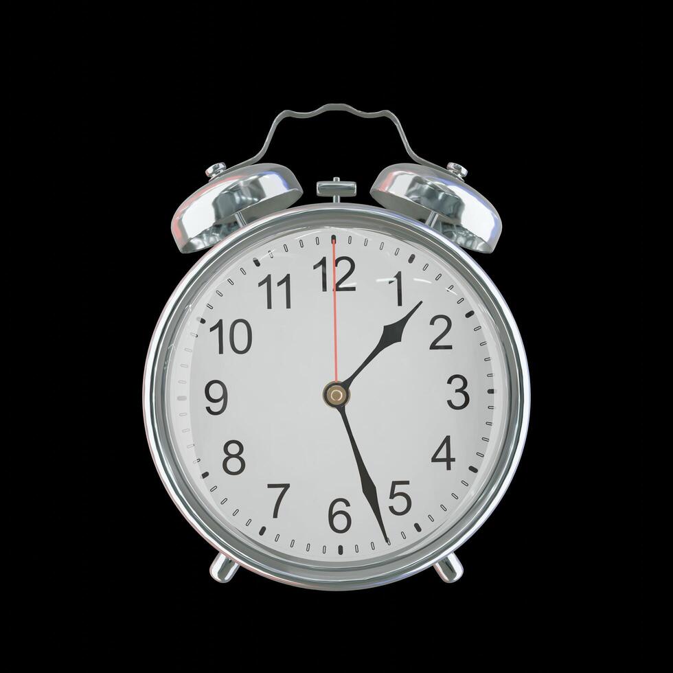 01h 27m AM or PM Vintage Steel Alarm Clock photo