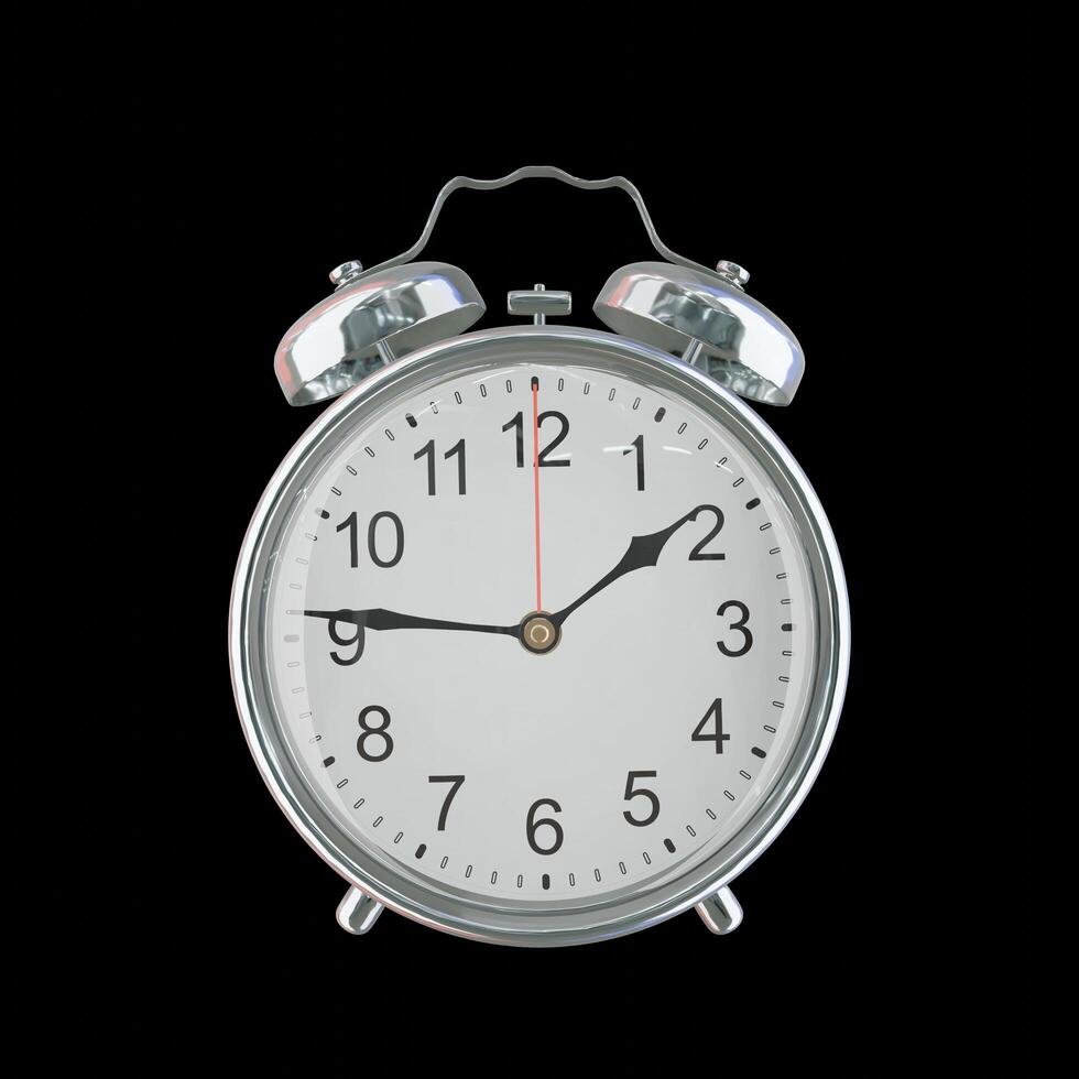 01h 46m AM or PM Vintage Steel Alarm Clock photo