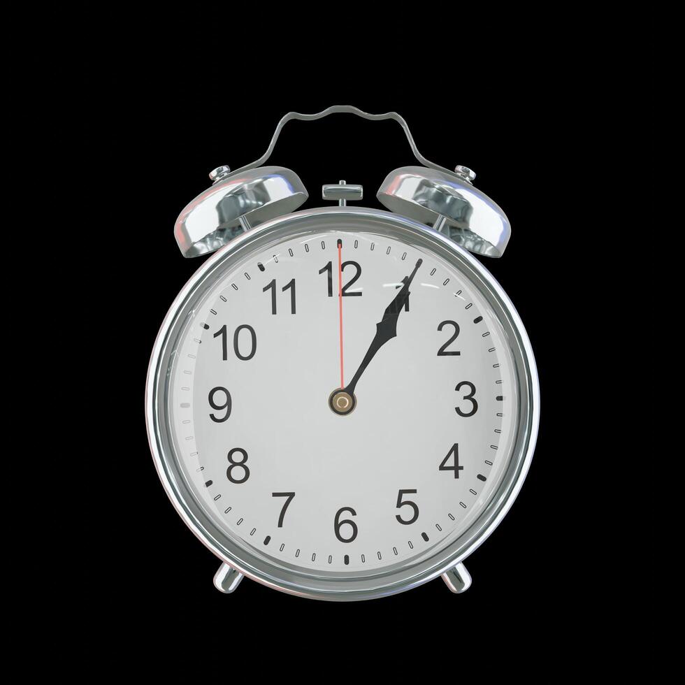 01h 05m AM or PM Vintage Steel Alarm Clock photo