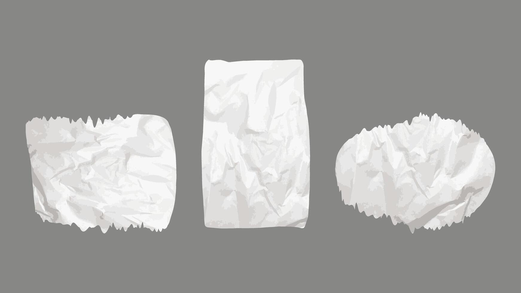 Paper and Elements scrapbooking Old torn crumpled. Crumpled pieces of paper. Different textures patterns ragged edges. illustration. vector