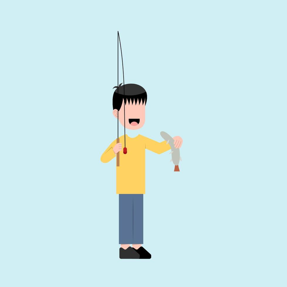 Character Of Little Boy Fisher vector
