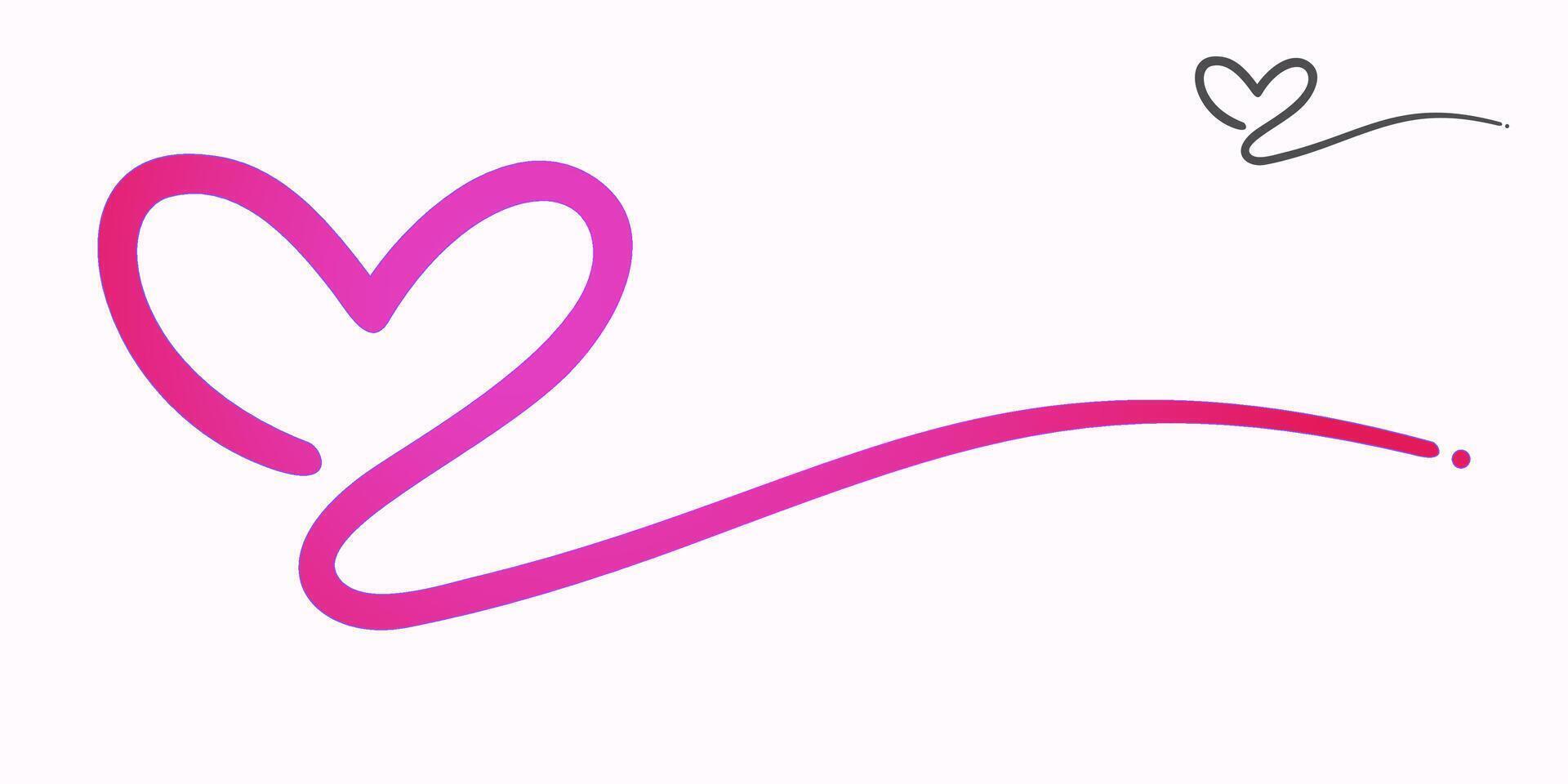 Curved bold signature underline from a pink love, hand drawn vector