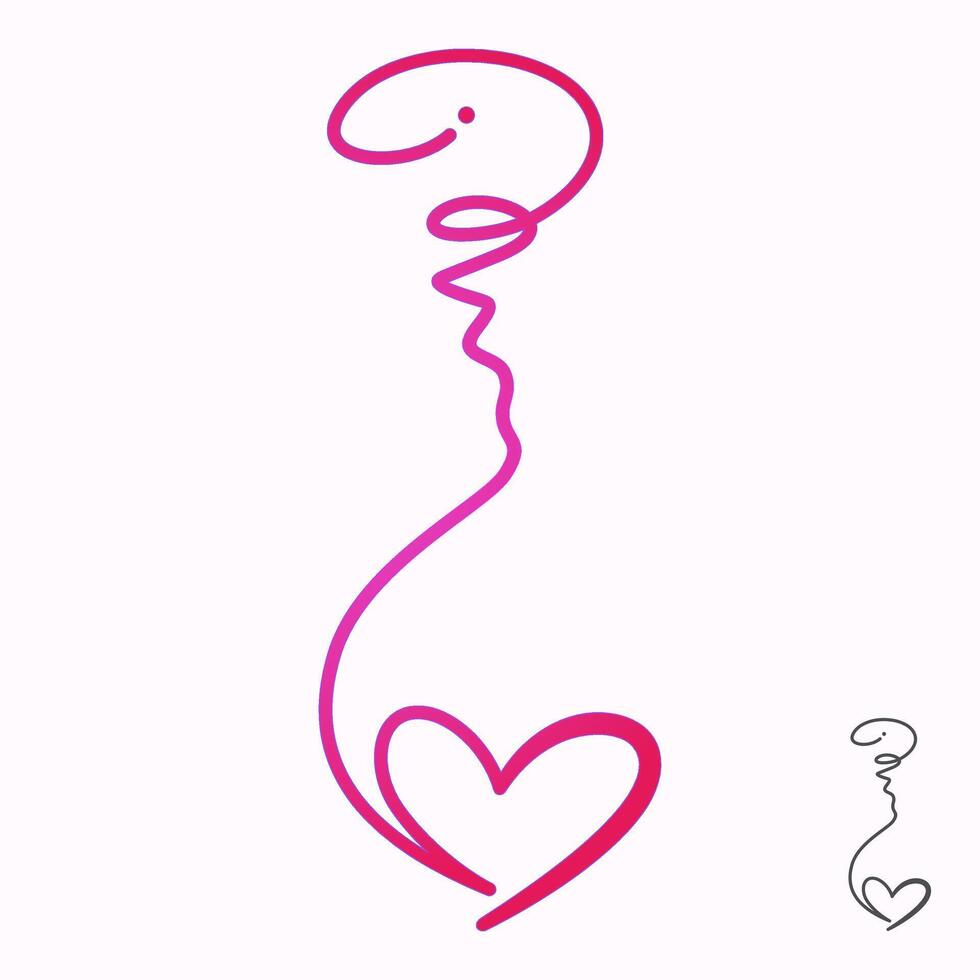 Falling down pink love, hand drawn heart vector