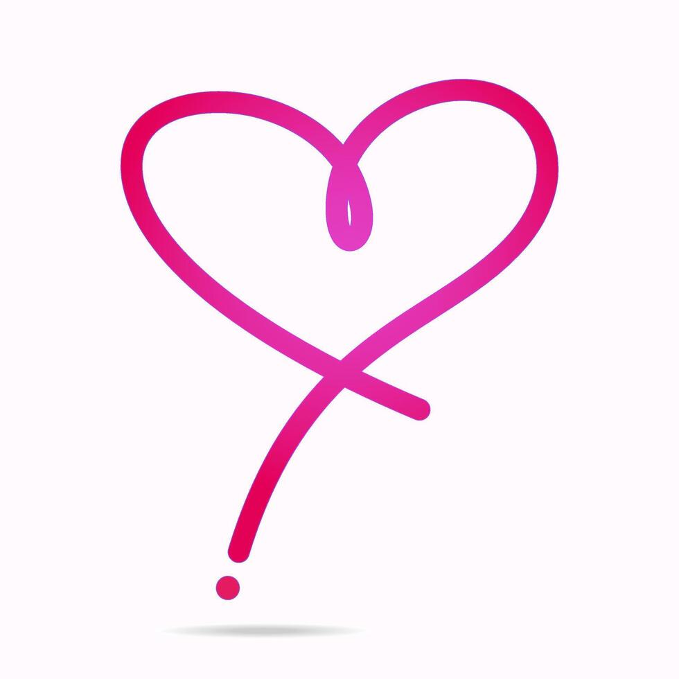 Thin outline hand drawing single pink heart vector