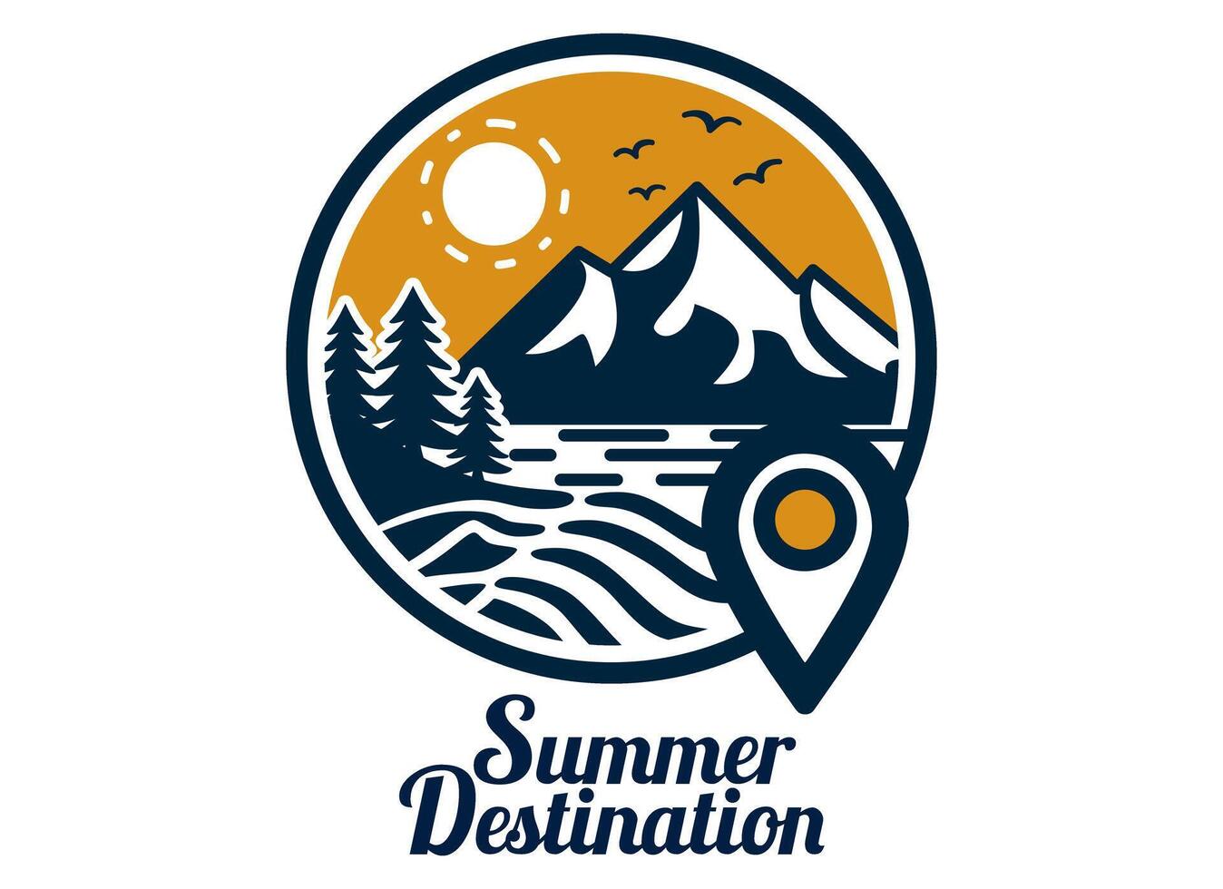 Summer destination badge logo design template vector