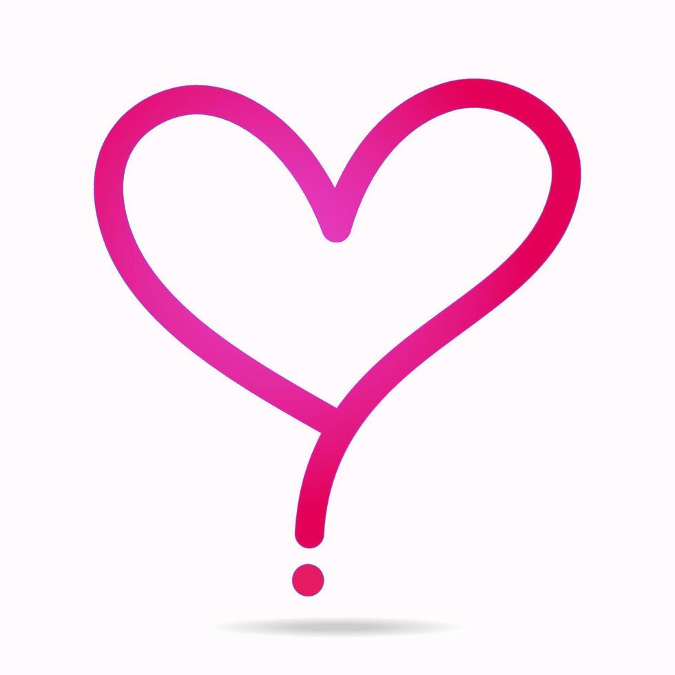 Question mark single pink heart, a hand drawing minimalist vector