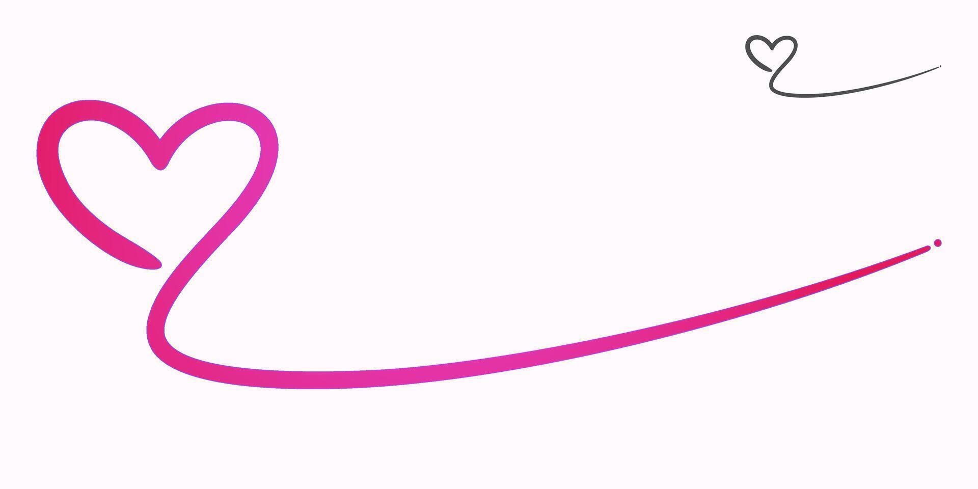 Underline swoosh from a pink love, hand drawn vector