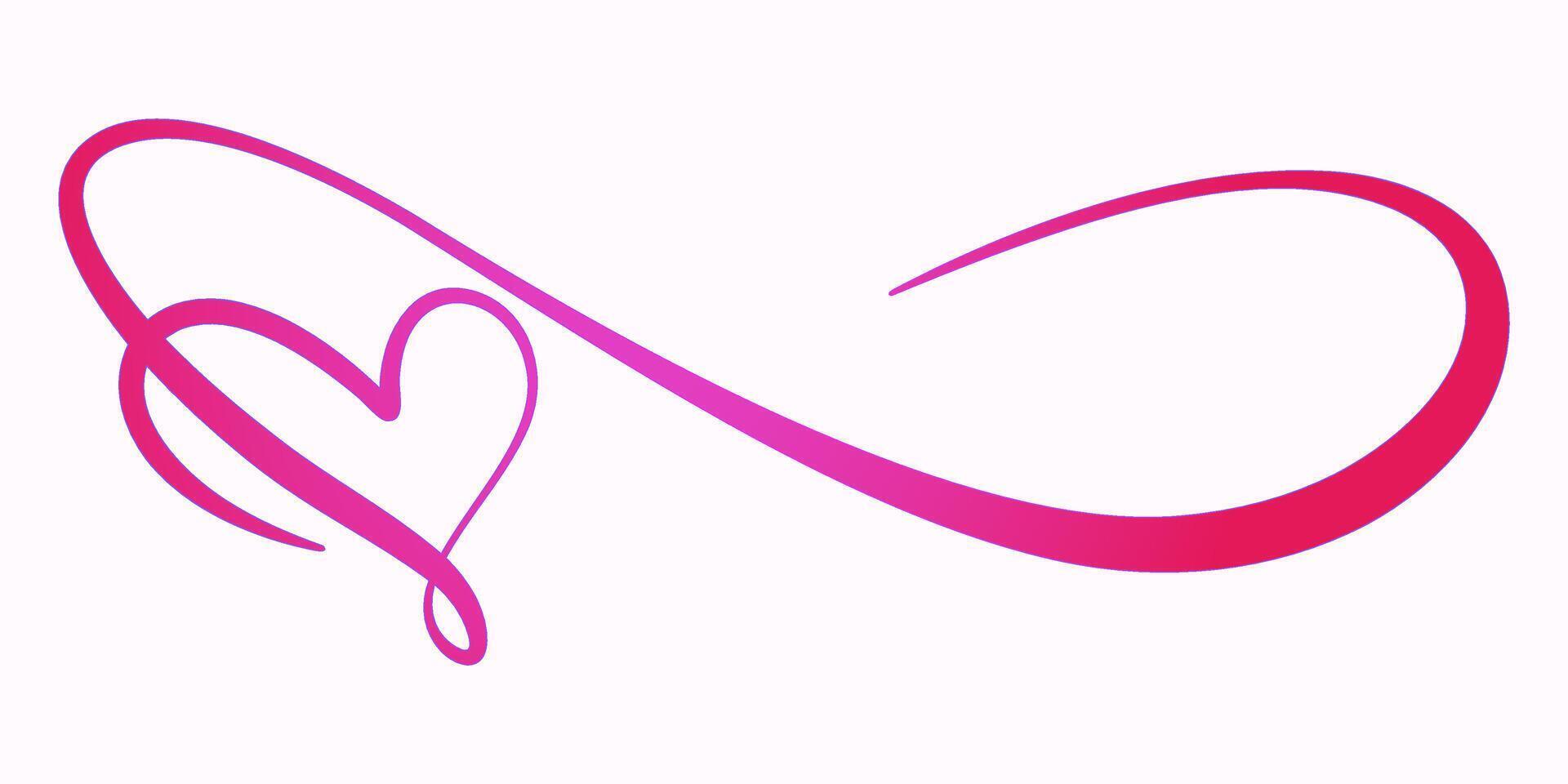 Eternity pink love with a long line, hand drawn vector