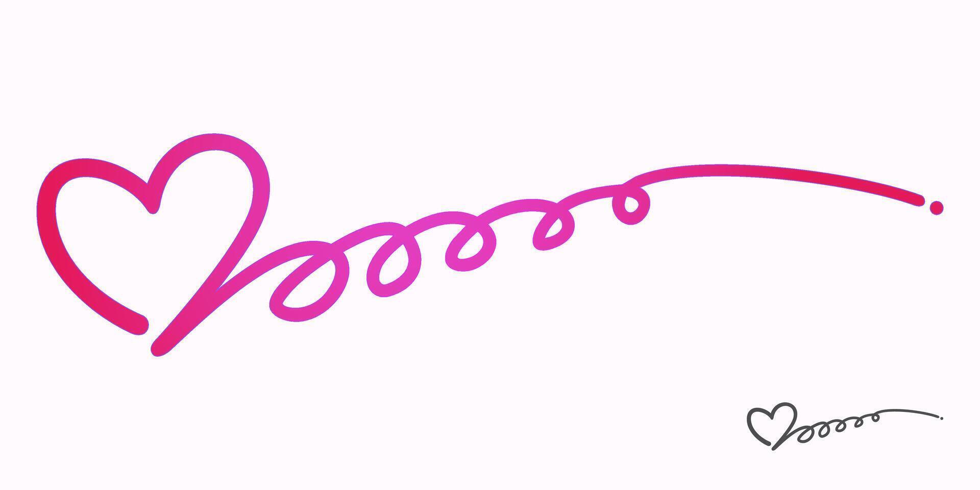Curly pink love springy, cute hand drawn vector