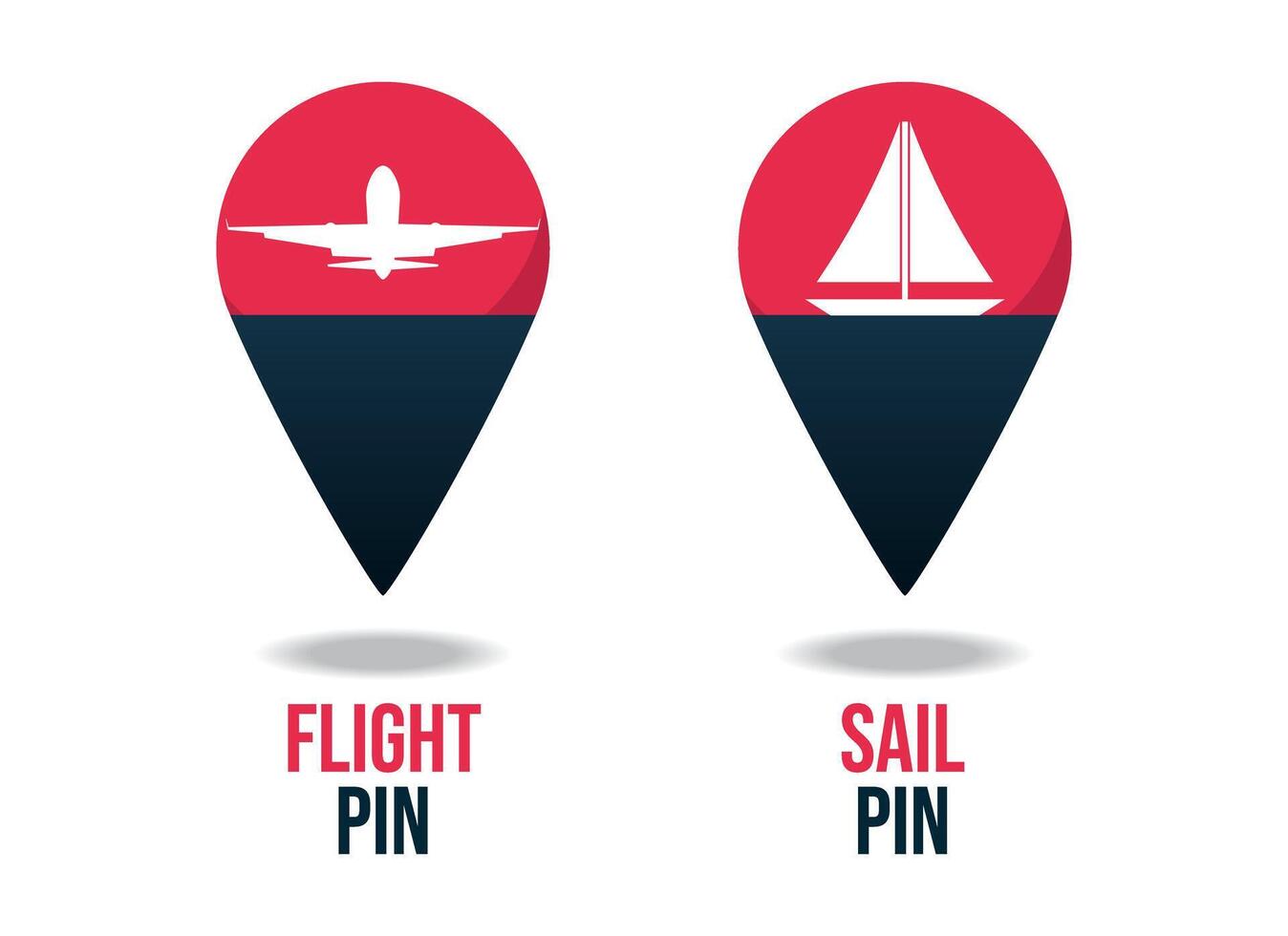 Flight and sail location pin logo template vector