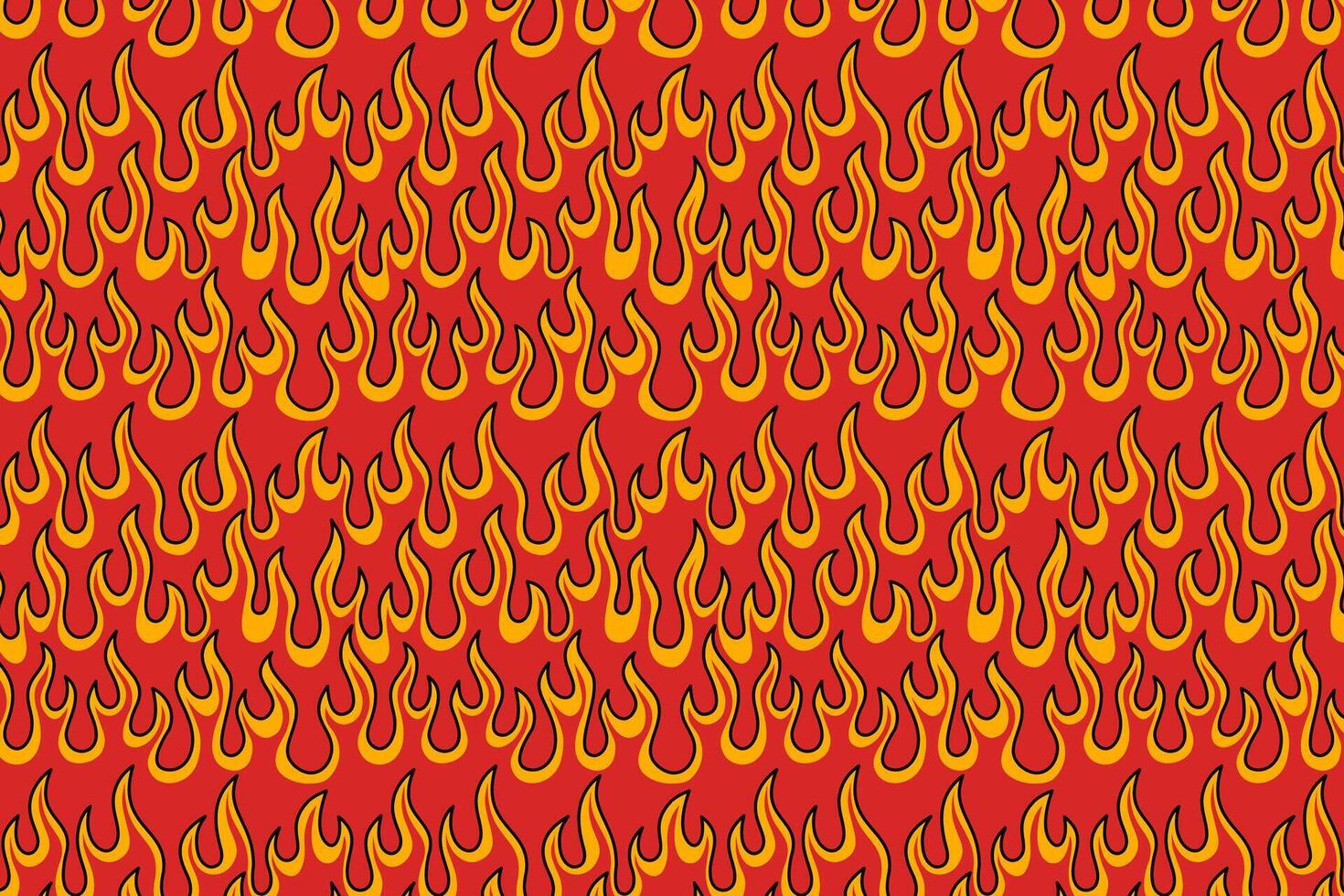 vintage orange yellow fire seamless pattern for print on textile, wrapping,banner, card. abstract fire pattern on black background. old school flaming pattern. groovy flame seamless pattern vector