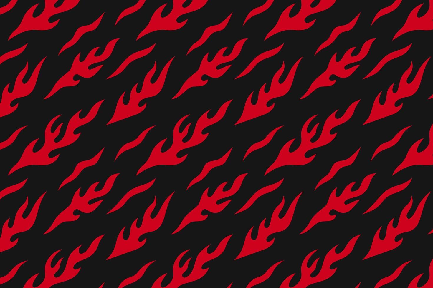 retro fire seamless pattern for print on textile, wrapping,banner, card. abstract fire pattern on black background. old school flaming pattern. groovy red flame seamless pattern vector