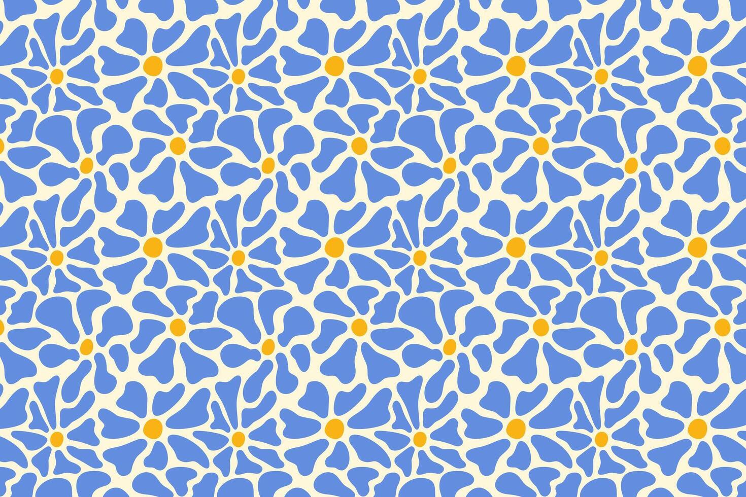 retro blue flowers pattern background for print wrapping, banner, card. abstract flowers pattern. doodle colorful flower. floral botanical seamless pattern white background. cute flower pattern vector