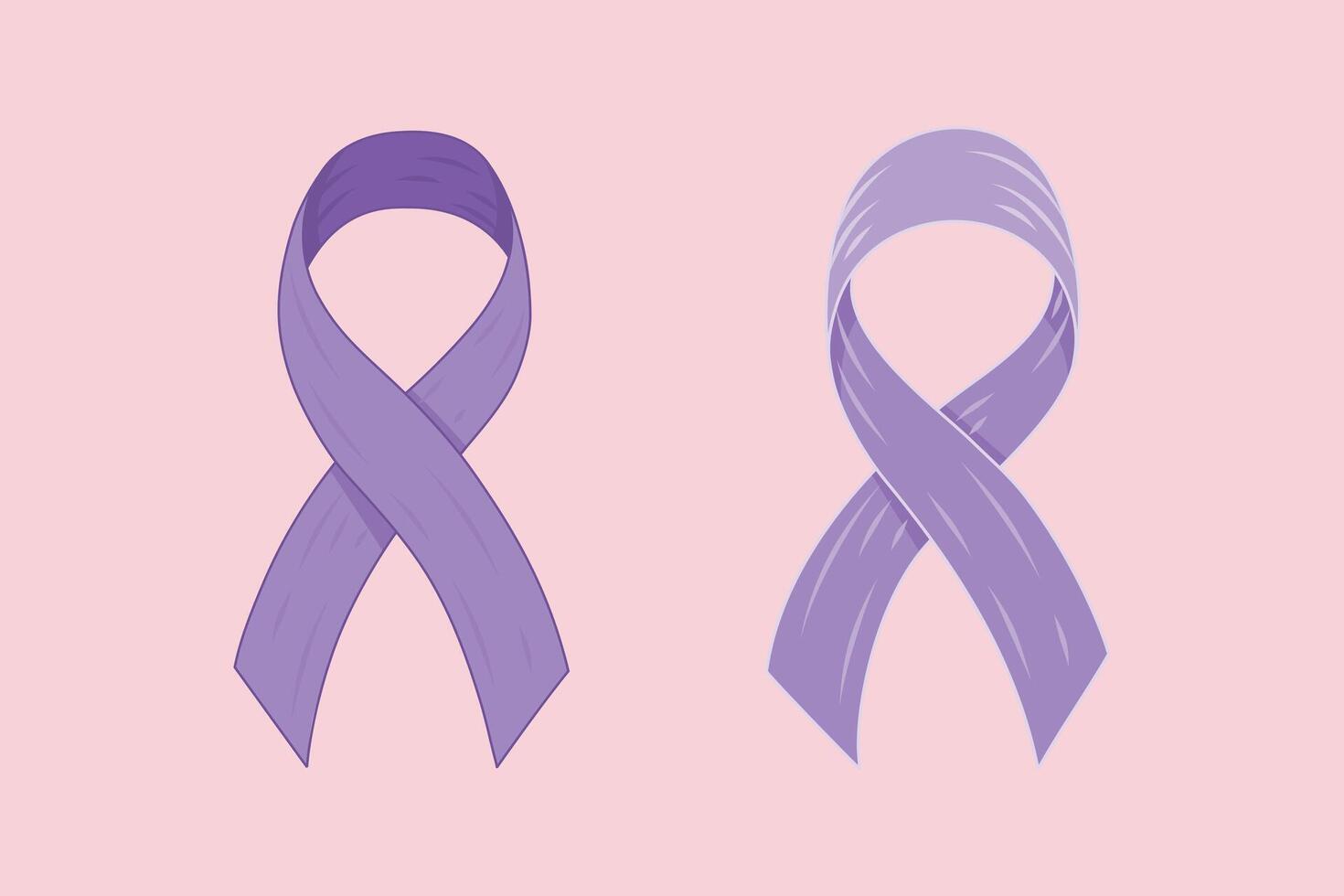 Hand drawn purple ribbon elements for world cancer day. vector
