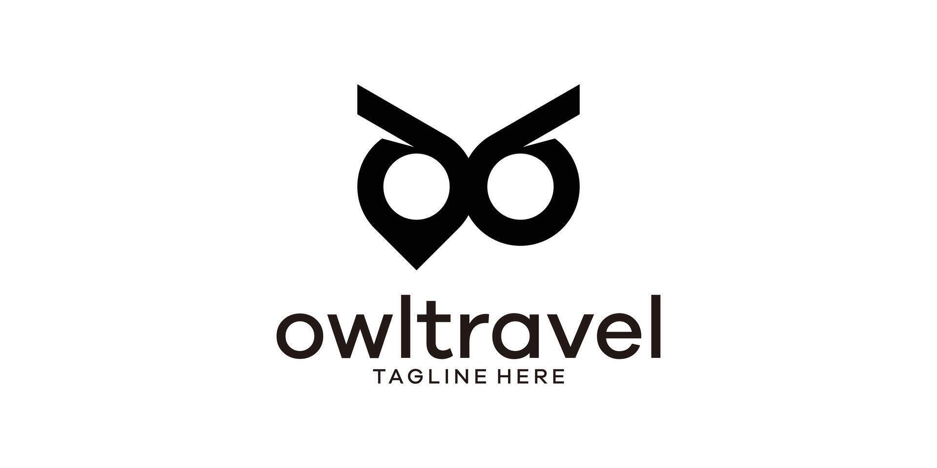 logo design combination of pin and owl, travel, tour, direction, map, logo design template, icon, , symbol, creative, idea. vector