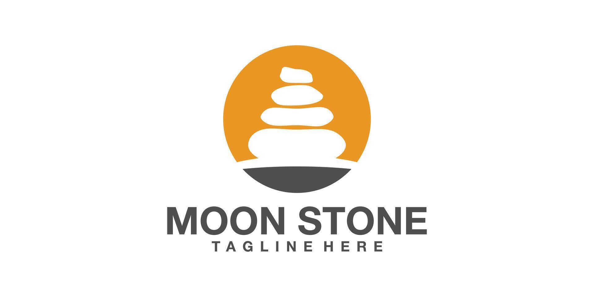 logo design silhouette of stone with moon background, logo design template, icon, , symbol, creative, idea. vector