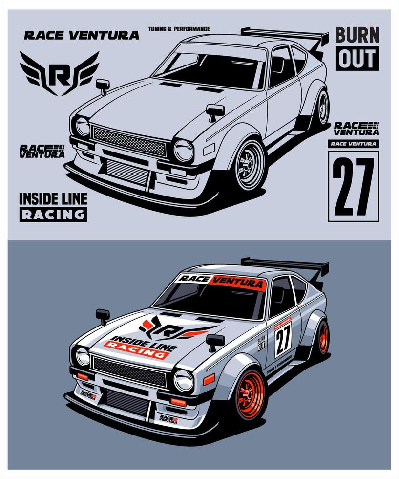 Race Ventura Racing Car Vintage Illustration vector