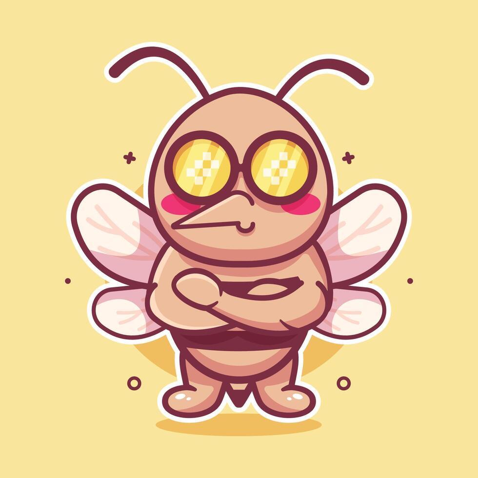 cool mosquito animal character mascot with crossed arms isolated cartoon in flat style design vector