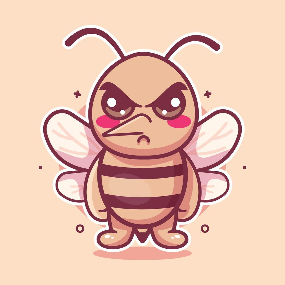 serious mosquito animal character mascot with angry expression isolated cartoon vector
